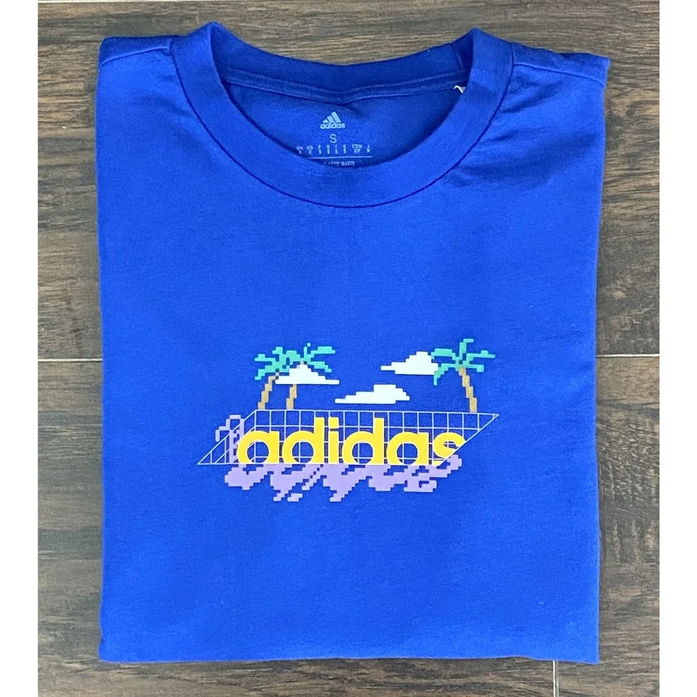 Adidas Men's Small Crew Neck T-Shirt Multi Sport Team Royal Blue NEW